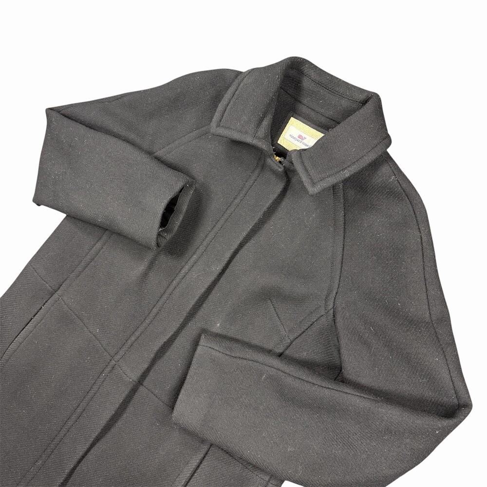 Vineyard Vines Women’s Size 4 Black Wool Blend Full-Zip Coat Gold Hardware